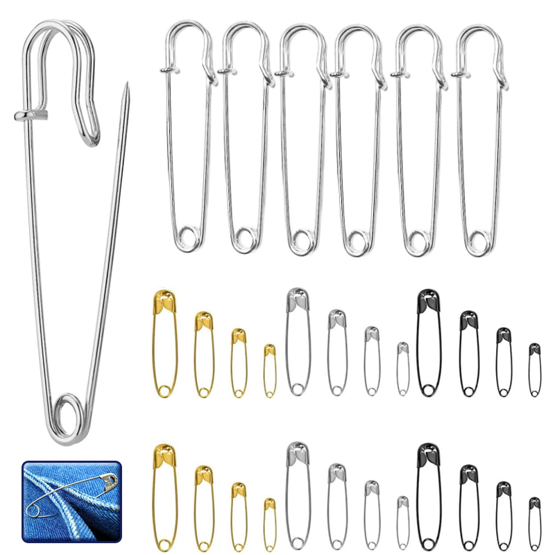 Sewing Tas - 10-100p 22/28/38/45/54mm Argento Dorato Spille da